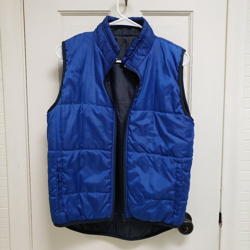 Old Navy Reversible Puffer Vest Blue Midnight Blue Y2K Retro S M